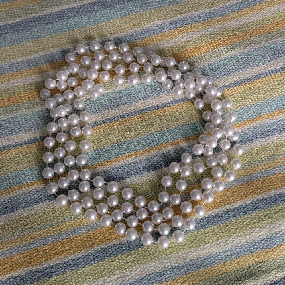 🛍️ BUNDLE ONLY | Extra long White beaded costume jewelry necklace